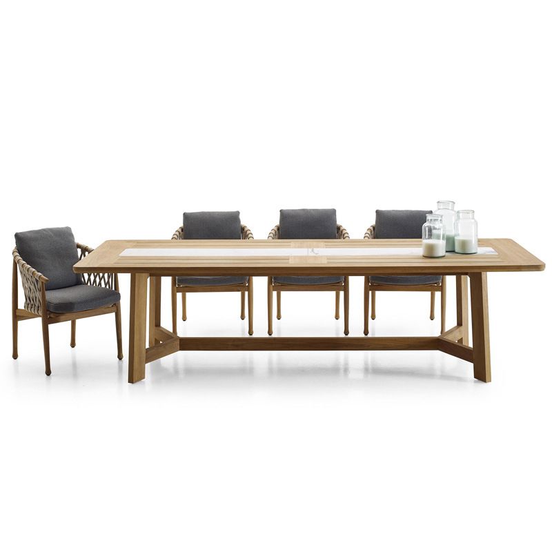 Modern Dining Table Set 1/4/5/7 Piece Teak Dining Set for Garden