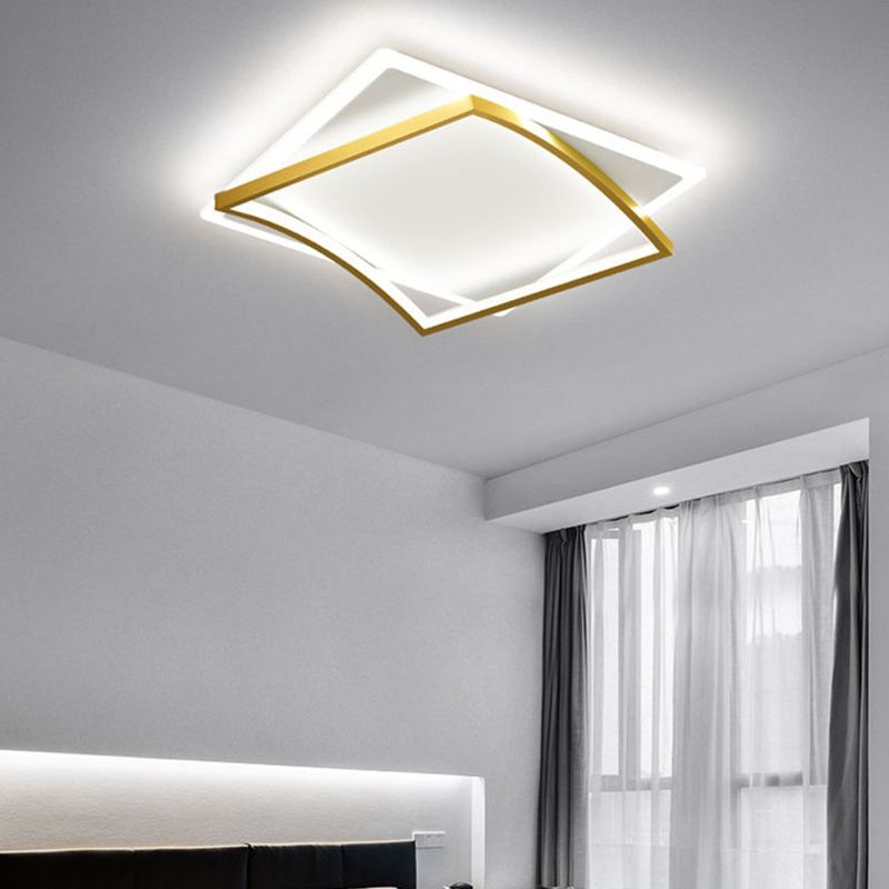 Modern Minimalist Double Geometric Flush Mount Light Metal LED Bedroom Flush Ceiling Light