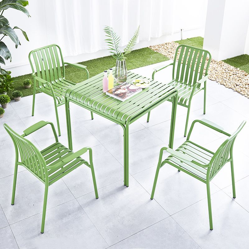 Metal Dining Side Chair Modern Patio Dining Armchair Set of 1/2/4/6/8
