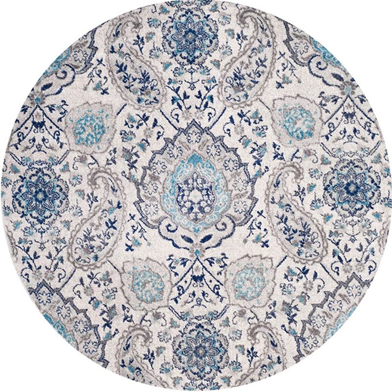 Multi-Colored Bedroom Area Rug Moroccan Mandala Print Rug Synthetics Non-Slip Backing Washable Stain Resistant Rug