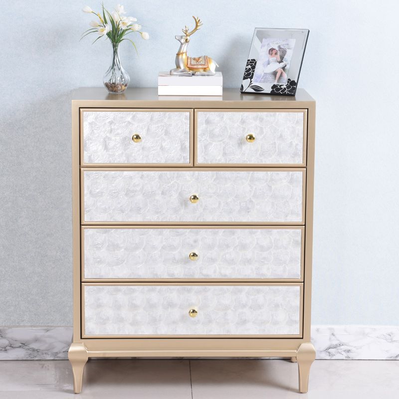 5 Drawers Champagne Storage Chest Glam Vertical Lingerie Chest
