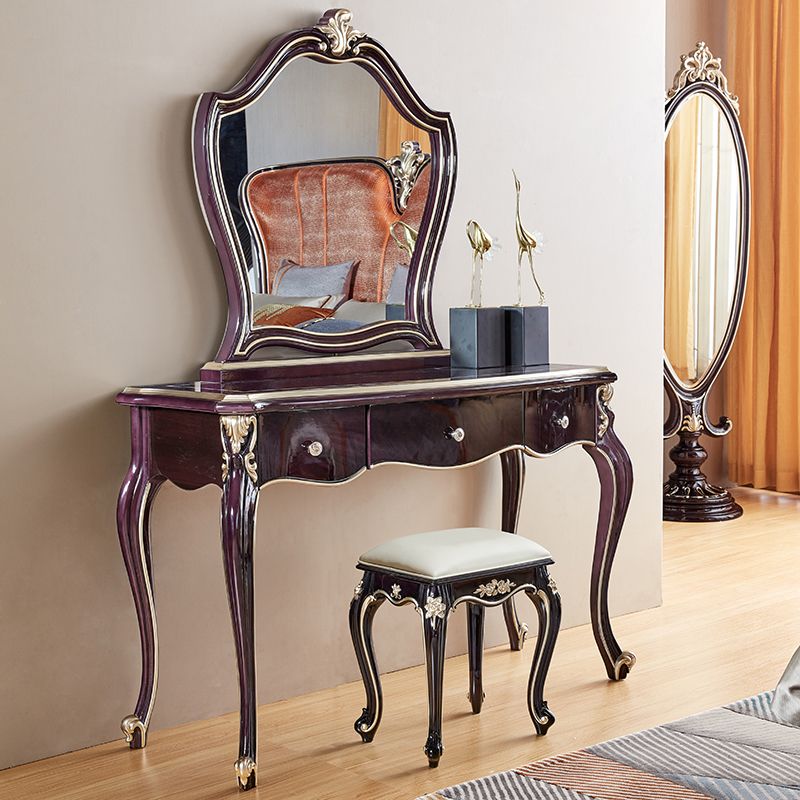 3-Drawers Mirror Table Dressing Table Victorian Solid Wood Make-up Vanity