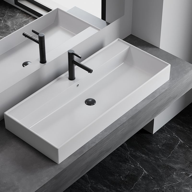 White Rectangular Trough Bathroom Sink Modern Trough Bathroom Sink