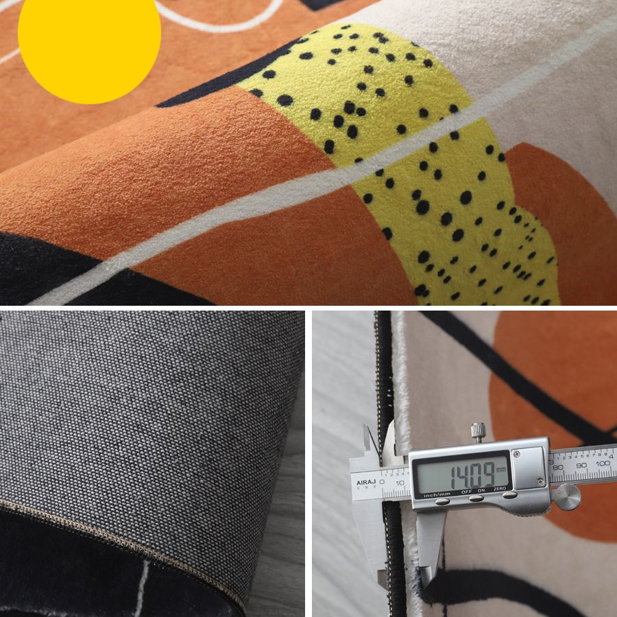 Orange Tone Modern Indoor Rug Polyester Splicing Print Carpet Easy Care Rug for Home Decoration