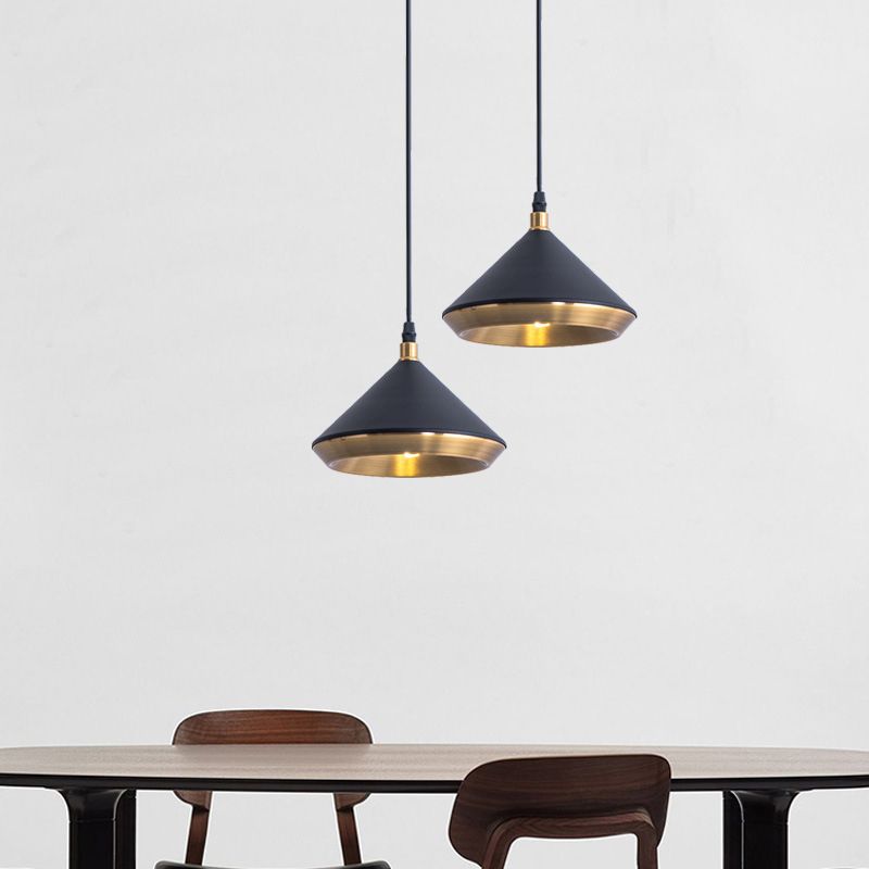 Modern Style Cone Metal Shade Hanging Light Single Bulb Mini Suspension Lamp for Bedroom