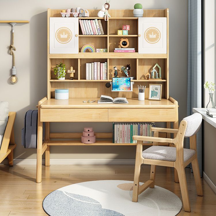 Contemporary Rubberwood Writing Desk with Side Storage Hook Writing Desk