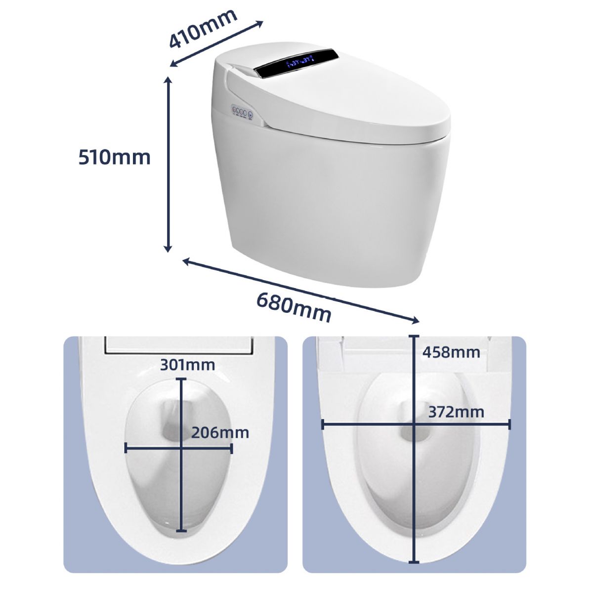 Modern One Piece Toilet Concealed Tank Toilet Bowl with Slow Close Seat for Washroom