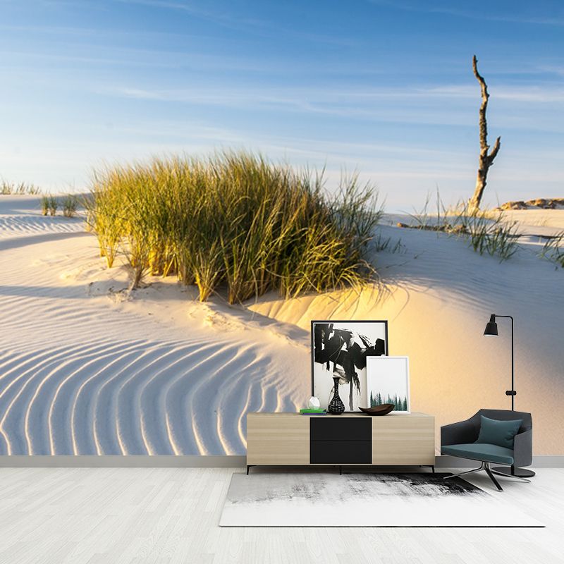 Big Desert Grass Wall Mural Decal White Non-Woven Wall Art, Washable, Customized