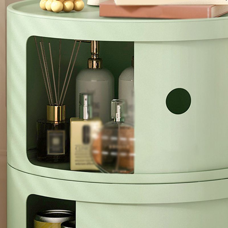 Dia 12.6" Nordic Round Plastic Side Table in Yellow/Green with Storage