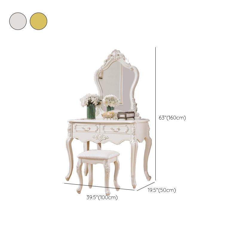 Victorian 19.68" Wide Makeup Table Solid Wood Mirrored Makeup Vanity with Drawers