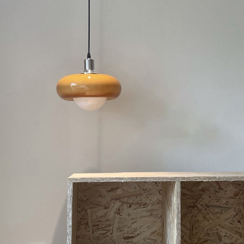 Nordic moderne 1-Light Pendant Light Drum Glass Prending Pendant Pendant Light for Bedroom