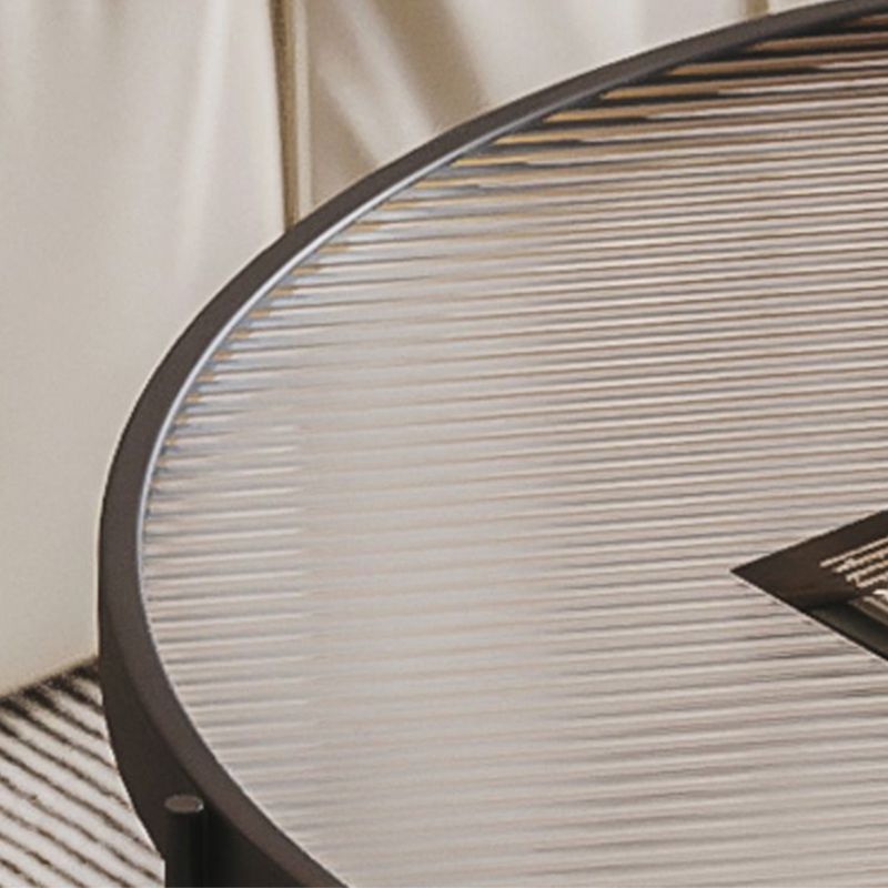 Minimalism Glass Top Coffee Table Round Metal Frame Cocktail Table