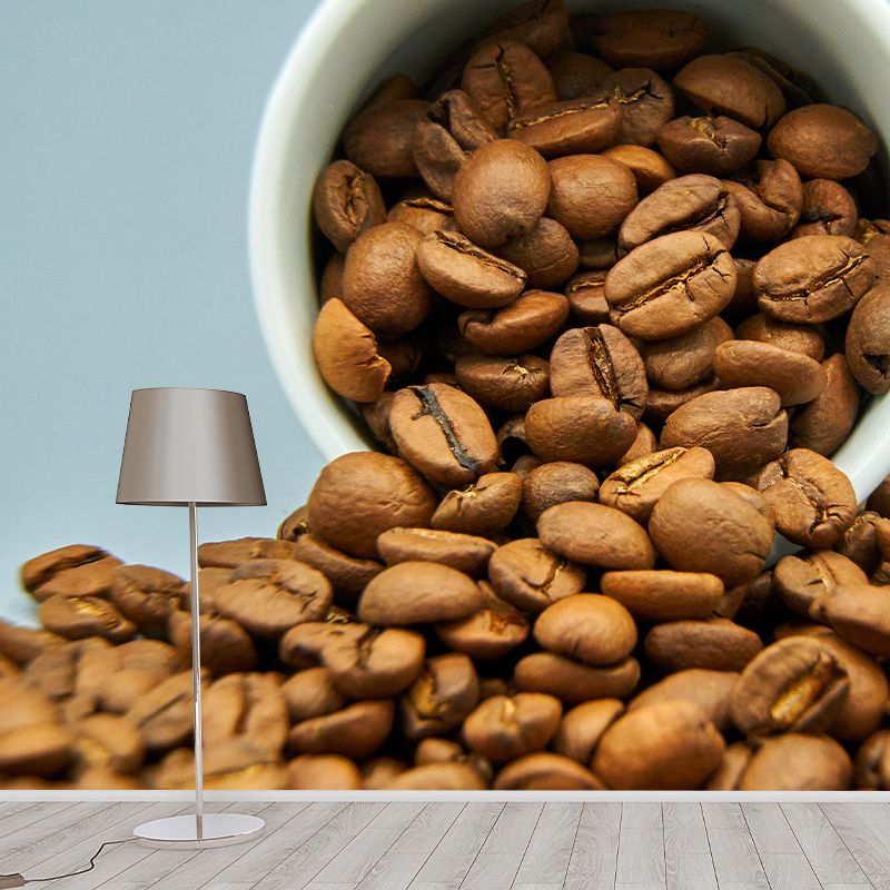 Contemporary Cafe Decoration Coffee Beans Wall Paper Murals, Made to Measure