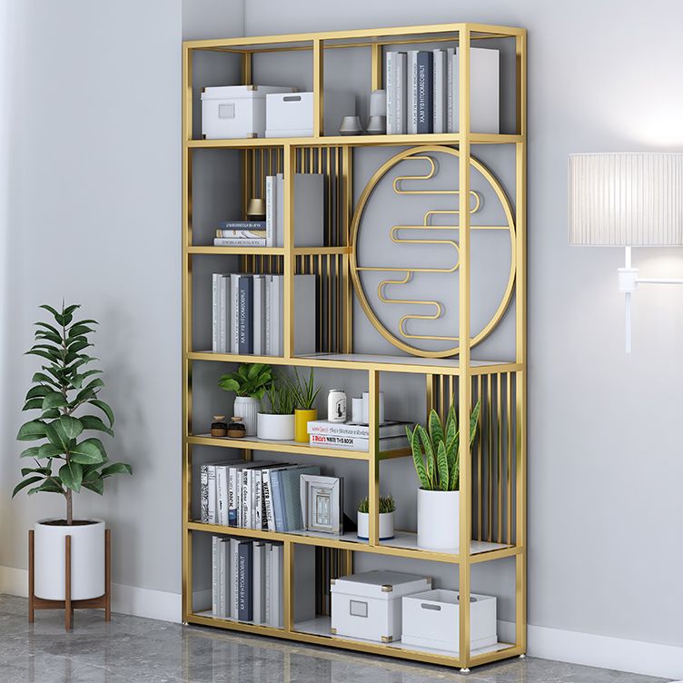 Modern Living Room Etagere Bookshelf Iron Frame Manufactured Wood Shelf Bookcase