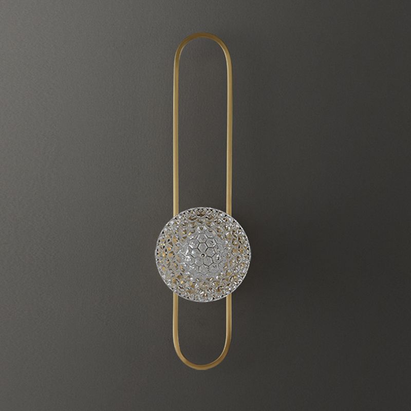 Globe Crystal Shade Wall Light 1 - Light Solid Brass Wall Sconce in Gold and Clear