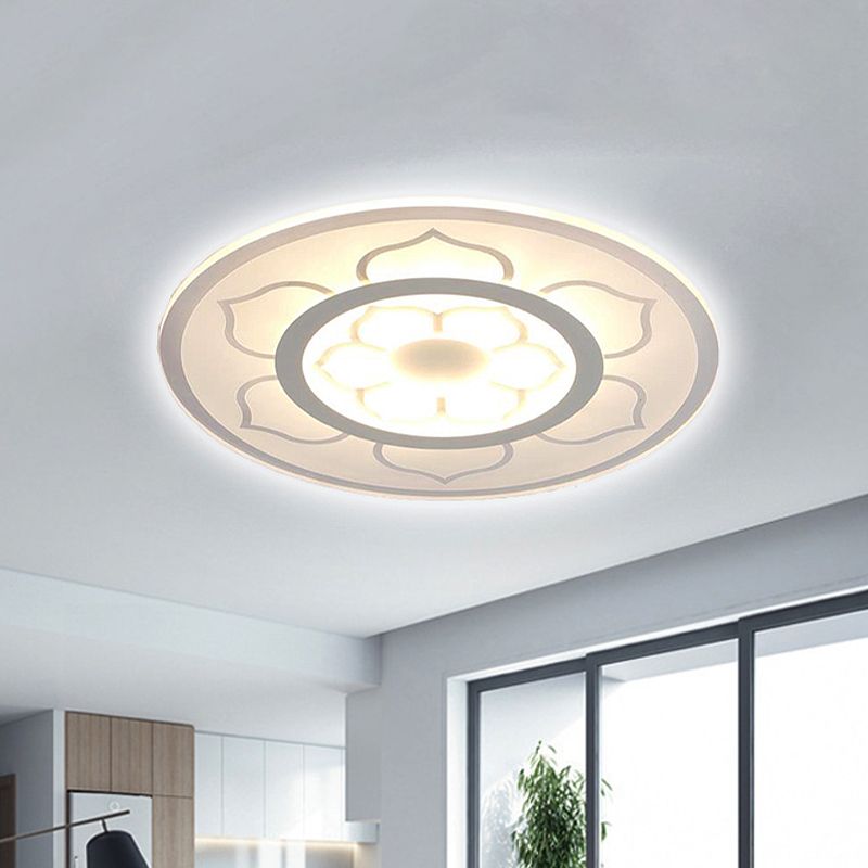 Acrylic Lotus Flush Mount Lamp Simple LED 8"/16.5"/20.5" Wide Ceiling Flush Light in Warm/White Light