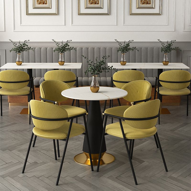 Contemporary Kitchen Dining Arm Chair Black Legs Open Back Dining Chair