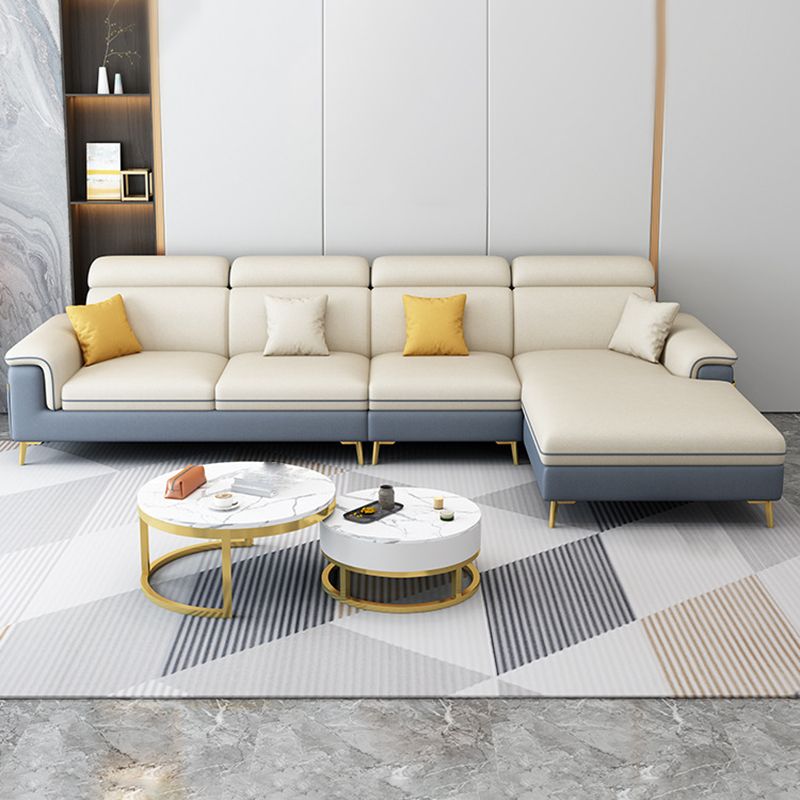 125.98" L Faux Leather Sectional Stain-Resistant Pillow Top Arm Sofa