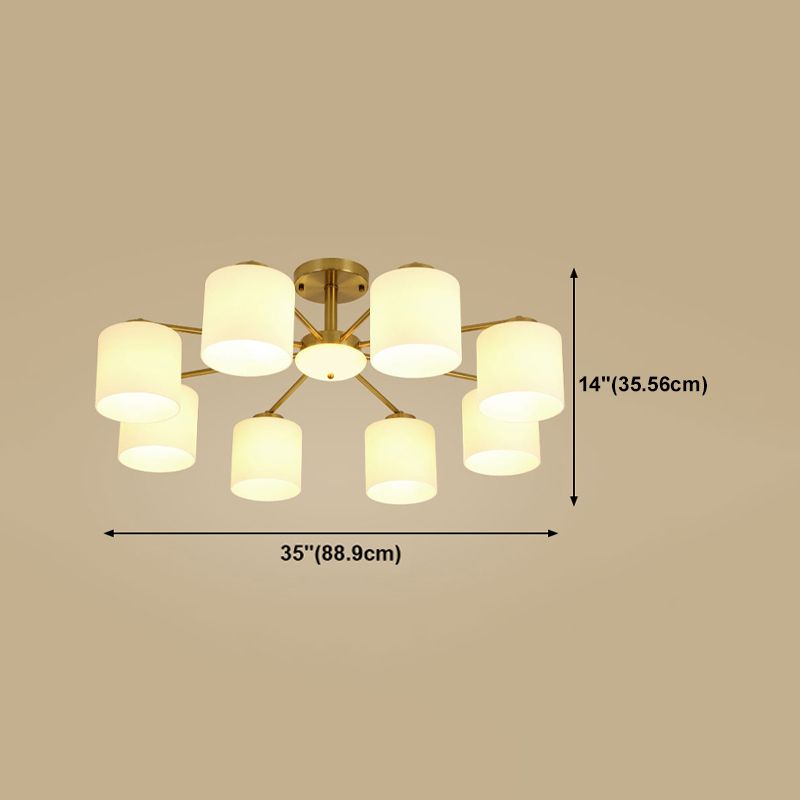 Luces de montaje de semi rascijada de estilo modernista Cilíndrico Cilindro de lámpara de techo de vidrio en oro
