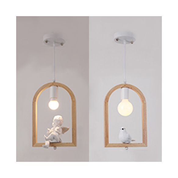 Lampada a ciondolo scale a scaffale ad arco con legno di piccione deco in legno moderno luce appesa al beige