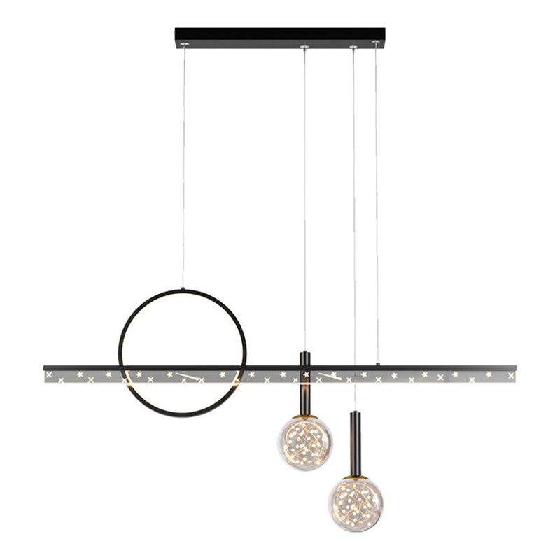 Moderne Kugel Island Beleuchtung Metal 4 Light Island Pendelleuchte in Schwarz