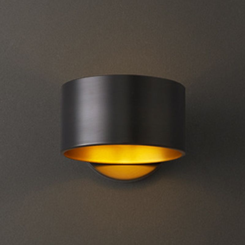 Solid Brass Drum 1 - Light Wall Sconce in Black / Gold Finish Wall Mounted Fixture