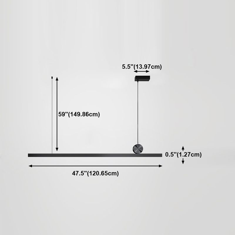 Schwarz gerade Insel hell moderne Aluminium -LED -Inselanhänger für Wohnzimmer