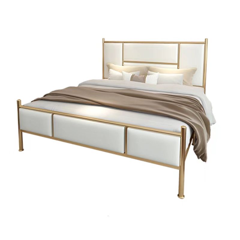 Luxurious Iron Panel Bed Upholstered Metal Bed Frame With Headboard and Footboard