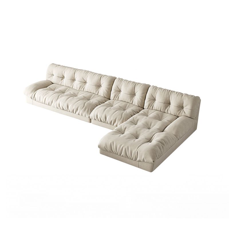 Modern Tufted Back Sofa Sectional Cream Armless Sofa and Chiase