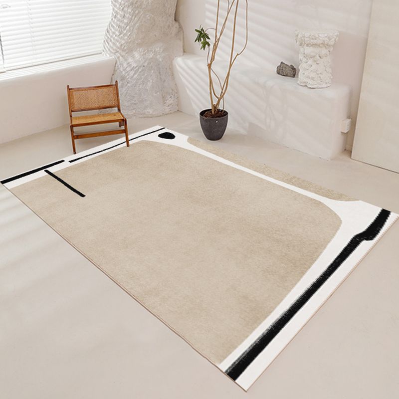 Brown Tone Home Decor Carpet Simplicity Abstract Color Block Area Rug Polyester with Easy Care Rug