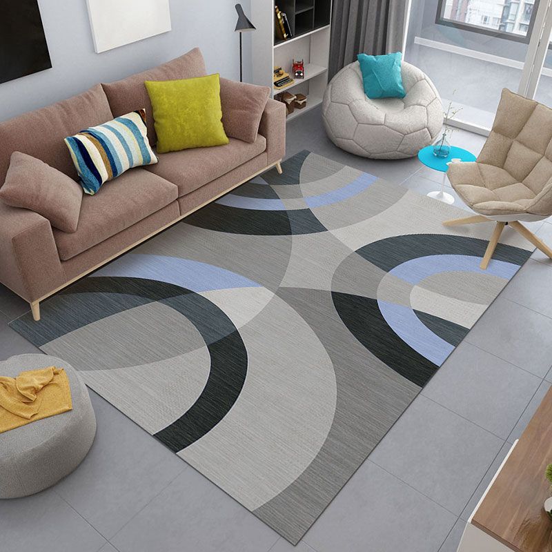 Multicolor Simple Area Carpet Polyester Geometric Pattern Indoor Rug Anti-Slip Backing Carpet for Living Room