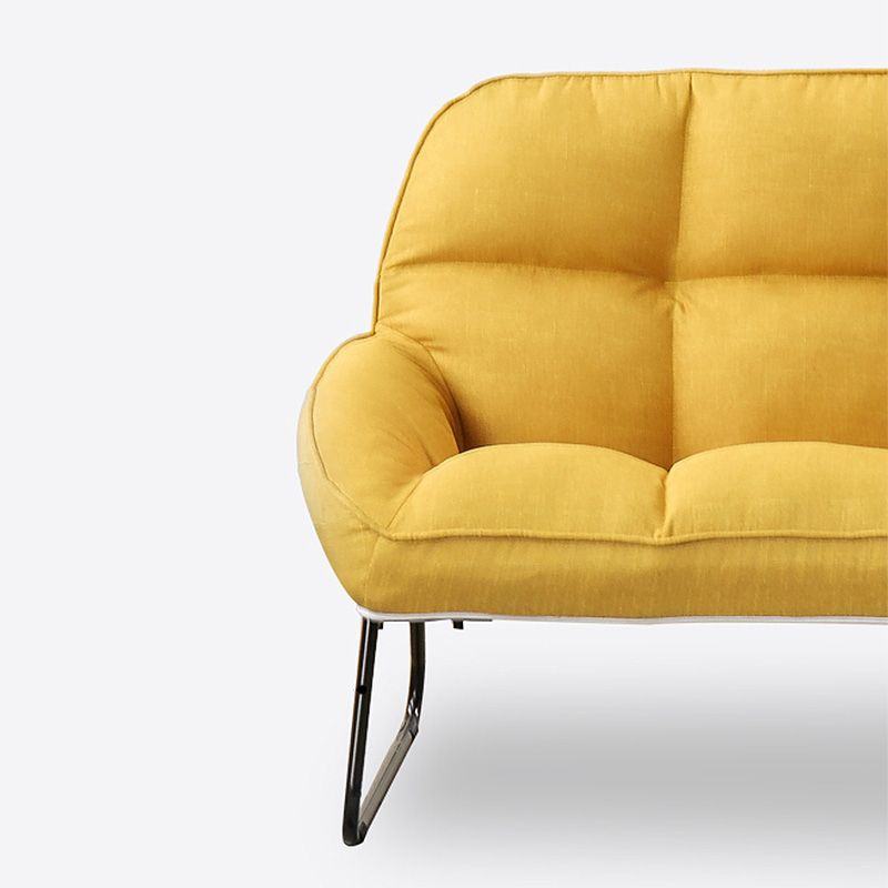 Linen 23.62"W Flared Arms Chair with Sled Based and Biscuit Back