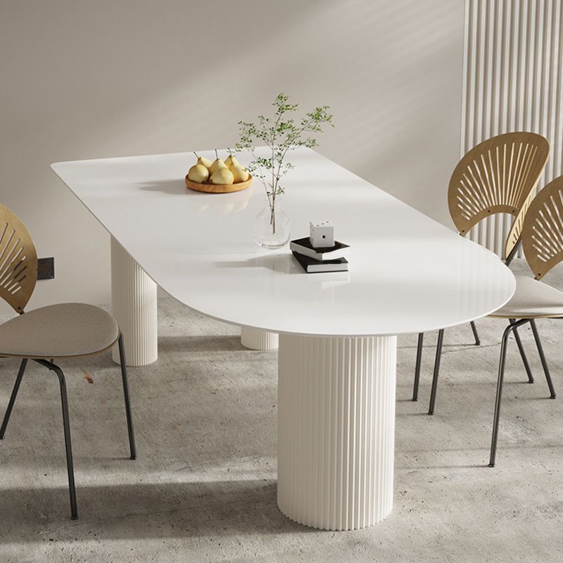Contemporary Dining Sintered Stone Table Wood Base for Home Use