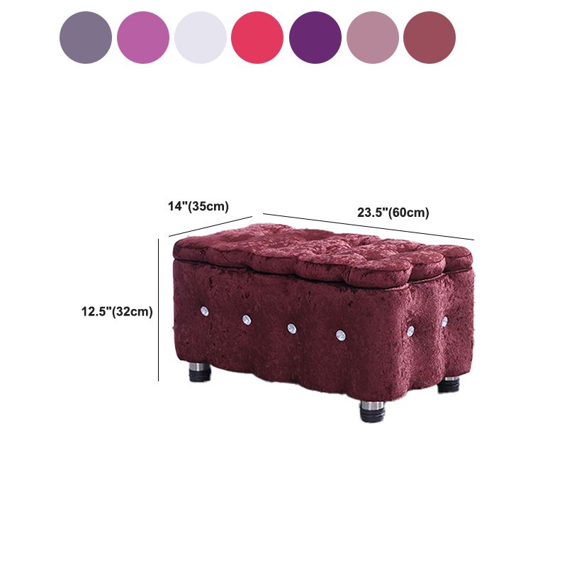 Glam Plain Storage Pouf Plain Velvet Tufted with Storage Rectangle Couch Ottoman