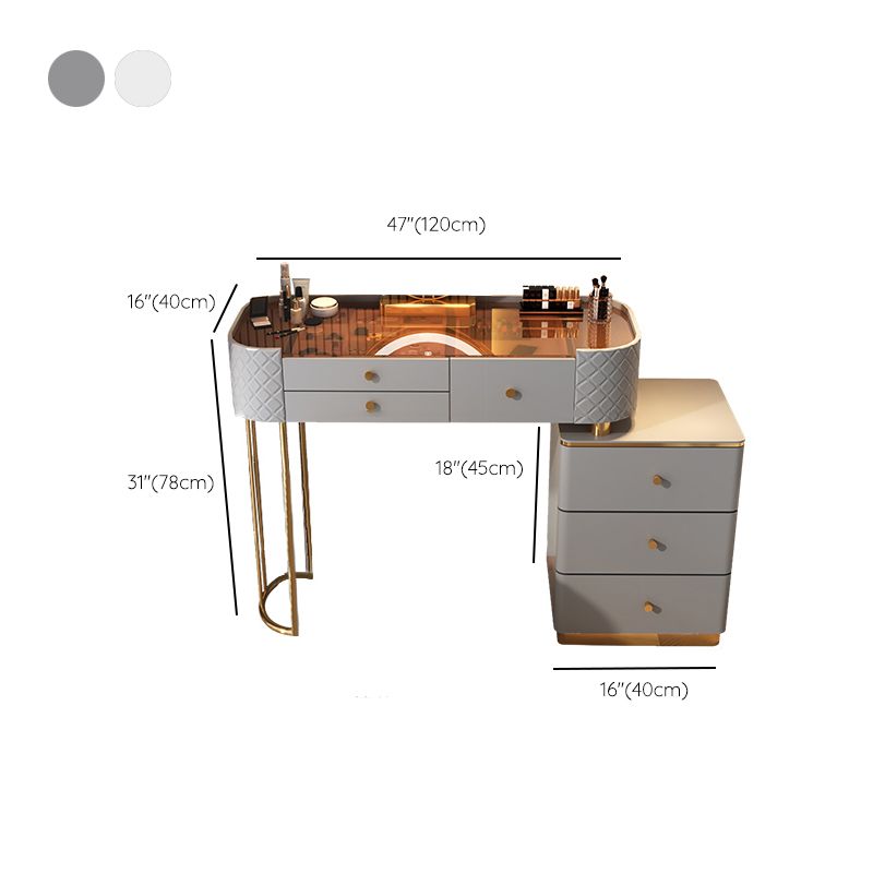 Glam Glass Makeup Vanity Desk Bedroom Vanity Dressing Table with Drawer