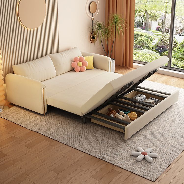 32" Wide Scandinavian Sofa Futon White Foldable Sleeper Sofa