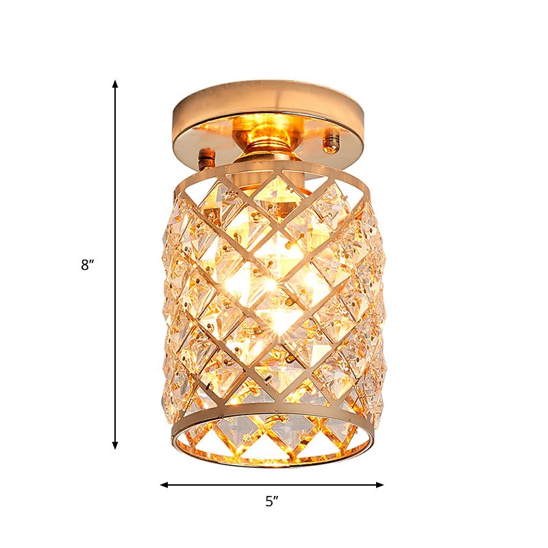 Crystal Pineapple Mini lámpara de techo semi empotrada minimalista 1 bombilla iluminación de techo para pasillo en dorado