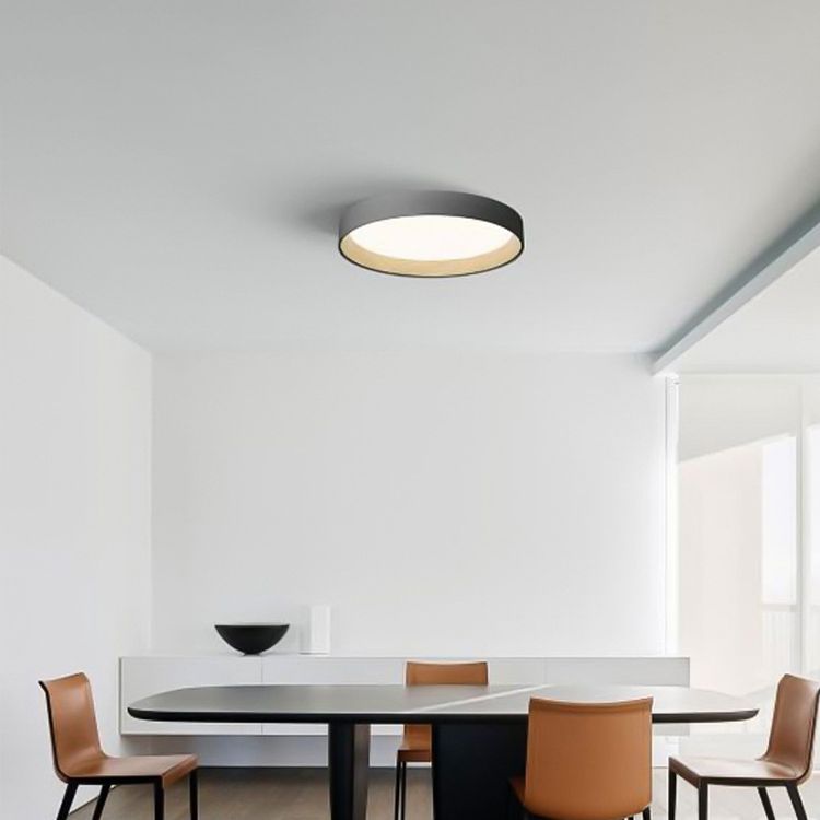 Lámpara empotrada de grano de madera nórdica, lámpara de techo de metal minimalista para sala de estudio en gris