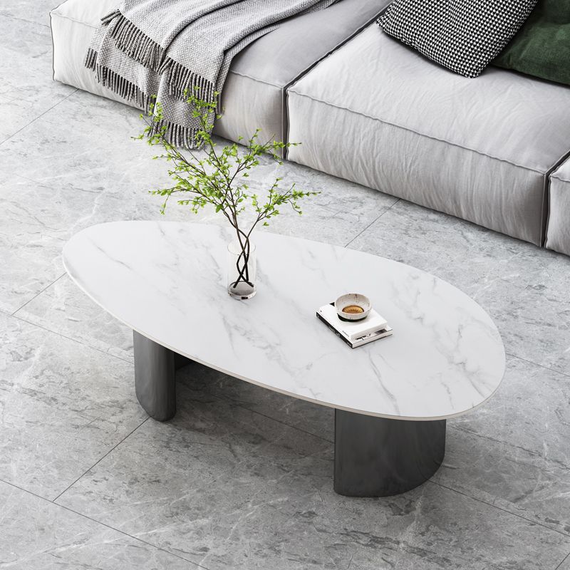 15"H Glam Coffee Table Slate Single White Coffee Cocktail Table