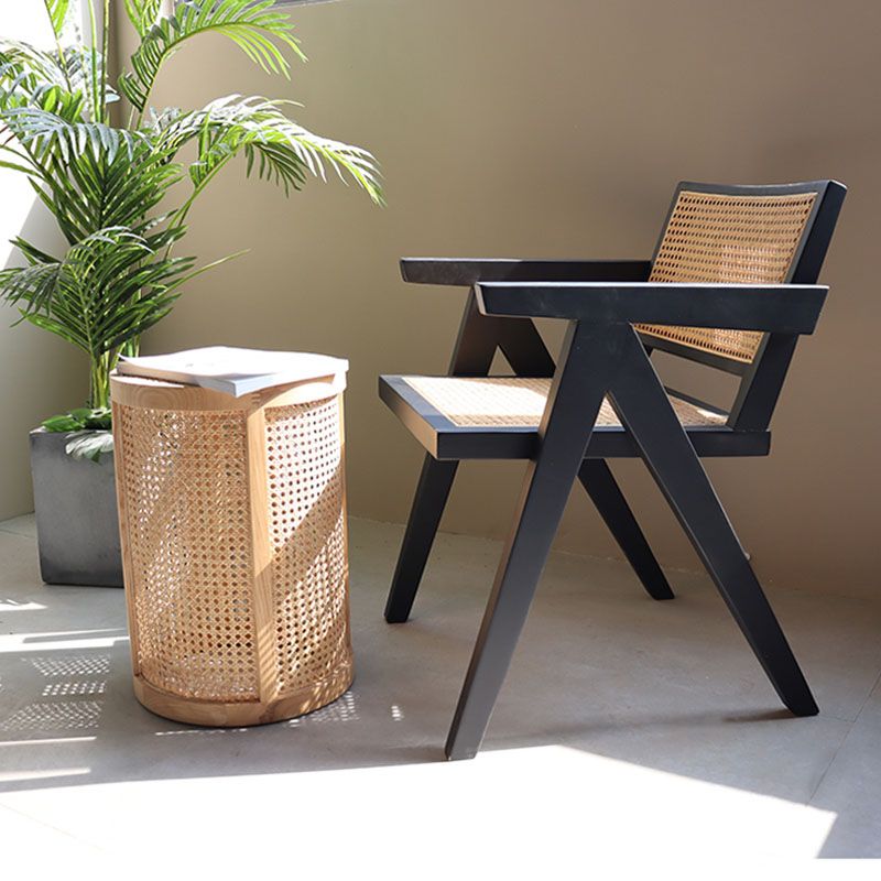 Silla de madera de fresno de estilo tradicional, silla individual con brazo trasero abierto para cocina