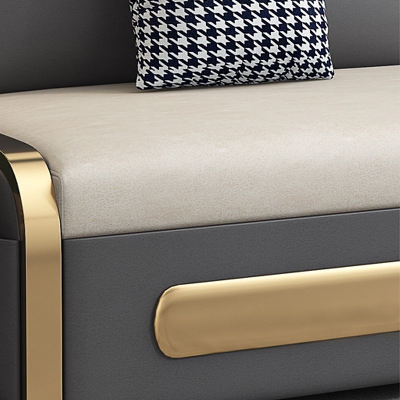 Modern Style 33.46" Wide Sofa Bed Faux Leather Sleeper Sofa with Storage