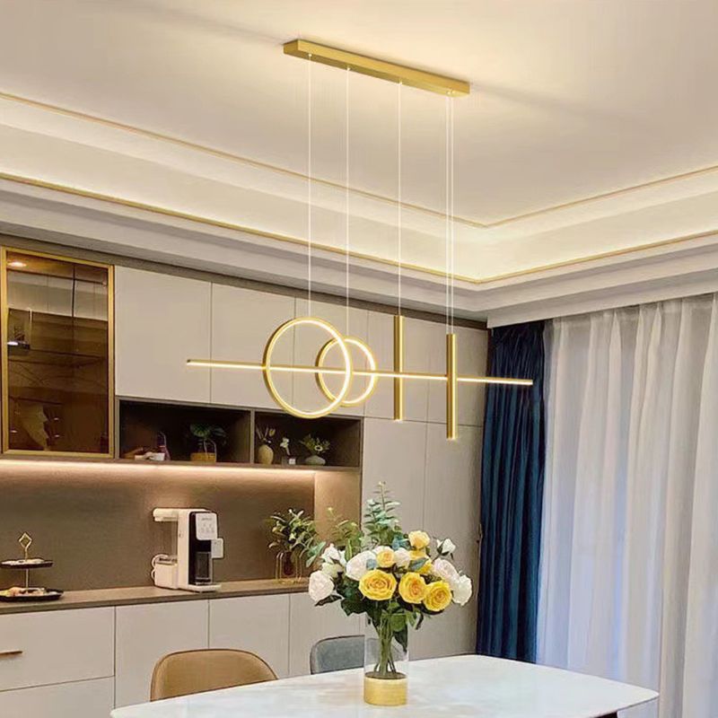 5-Light Contemporary Black/Golden Kitchen Island Lighting LED Metal Ceiling Light