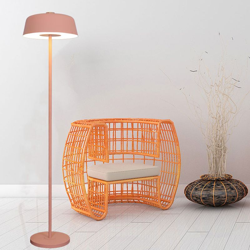 Barn Shade Floor Standing Light Nordic Metallic Single Light Pink/Yellow Finish Stand Up Lamp