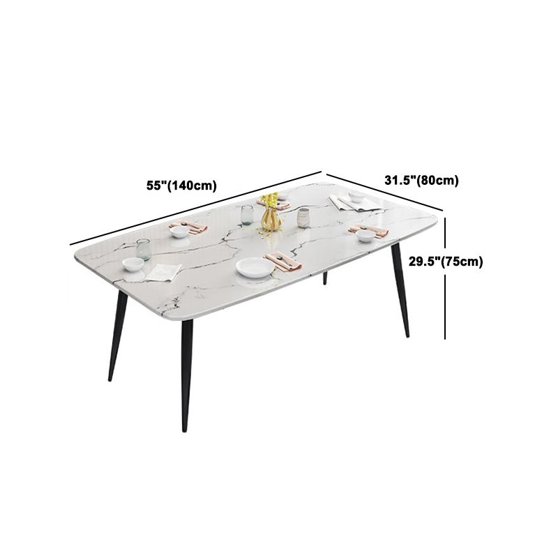 Modern Style Sintered Stone Rectangle Table Set 1/2/5/7 Pieces Dining Set