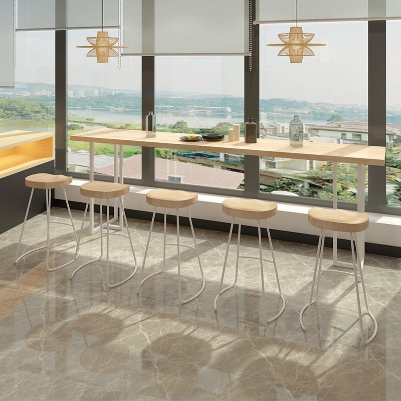 Modern Solid Wood Bistro Bar Table Rectangle Metal Base Bar Table