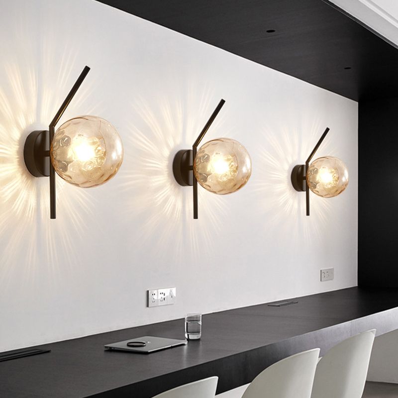 Simple 1-Light Wall Lighting Fixture Glass Spherical Wall Light for Hallway