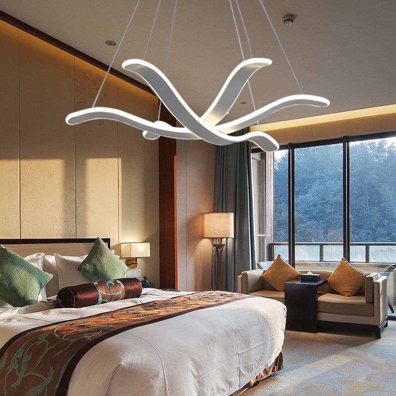 Large/Small Acrylic Ceiling Pendant Contemporary 1 Light White Chandelier in White/Warm/Natural Light