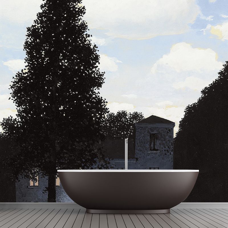 Big Surrealist Wall Covering Murals Black-Blue The Empire of Light Wall Art, Made to Measure