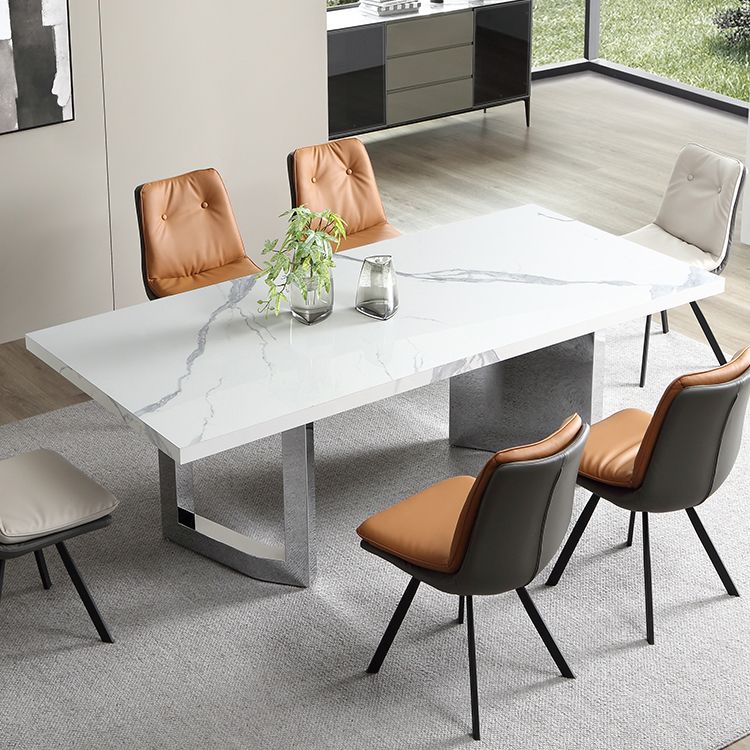 Modern 1/4/5/7 Pieces Dining Chairs Set Rectangle Stone Furniture in White