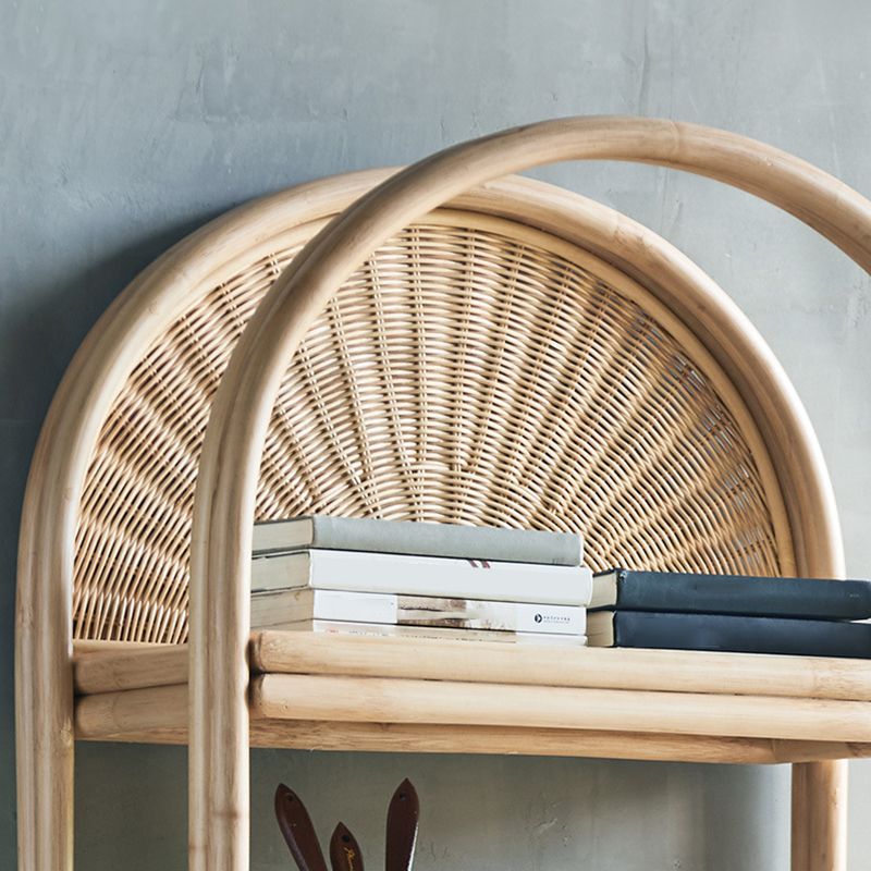 Modern Vertical Bamboo Bookshelf Closed Back Natural Shelf Bookcase for Bedroom